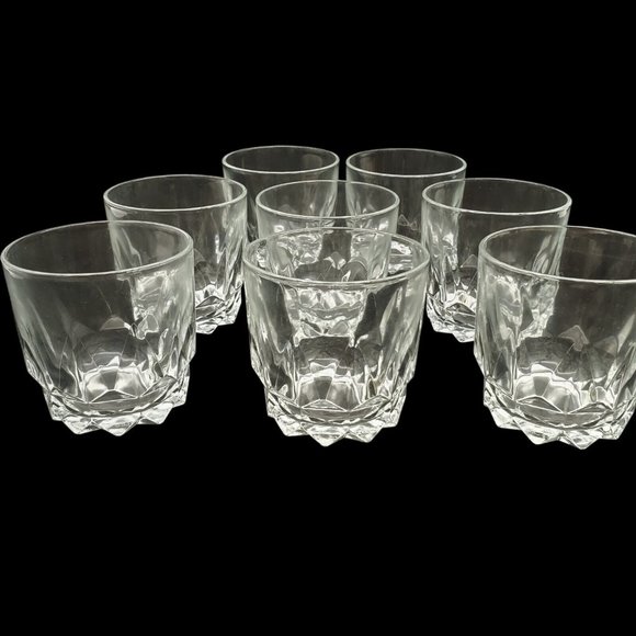 Vtg Arcoroc Arques France Crystal Whiskey Rocks Low Ball Glasses Set 8pc 10.5 oz - Picture 3 of 8